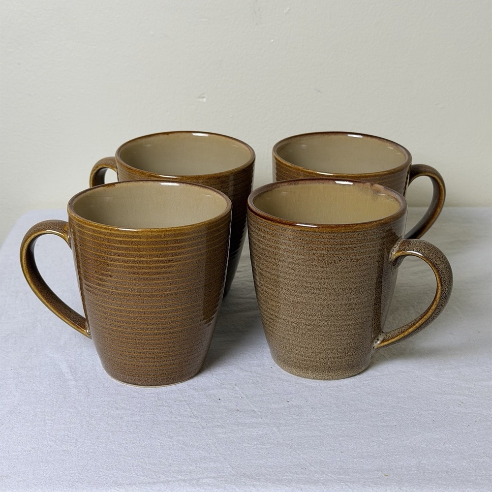 Sango Roma Caramel 4815 Mugs/set of 4 Stoneware Retro
